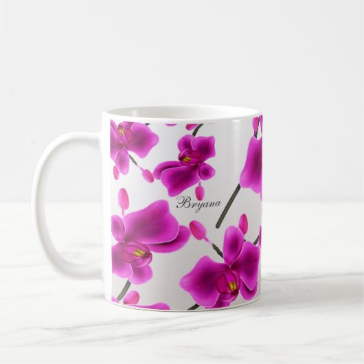 Mug Fleurs d'orchidées Floral Élégant (Gauche)