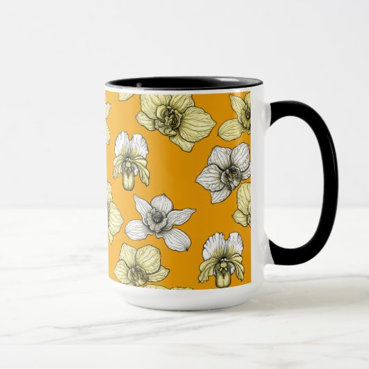 Mug Fleurs d'orchidées jaune et blanc (Droite)