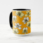 Mug Fleurs d'orchidées jaune et blanc (Devant gauche)