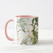 Mug Fleurs d'orchidées tropicales blanches crème rose  (Gauche)