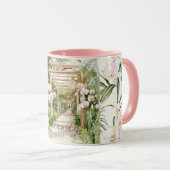 Mug Fleurs d'orchidées tropicales blanches crème rose  (Devant droit)