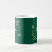 Mug Fleurs dorées simples vert émeraude (Centre)
