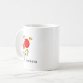 Mug Fleurs du Coeur Rouge mignonnes et papillons jaune (Devant gauche)