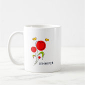 Mug Fleurs du Coeur Rouge mignonnes et papillons jaune (Gauche)
