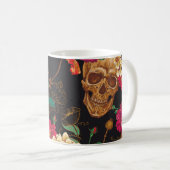 Mug Fleurs du crâne : Arrière - plan foncé sans coutur (Devant droit)