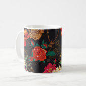 Mug Fleurs du crâne : Arrière - plan foncé sans coutur (Devant gauche)