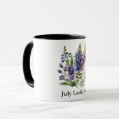 Mug Fleurs du mois de naissance mignonnes/Larkspur jui (Devant gauche)