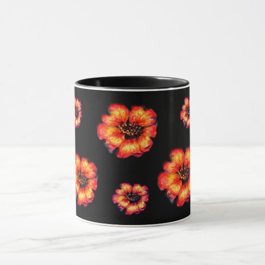 Mug Fleurs écarlate motif sur noir (Centre)