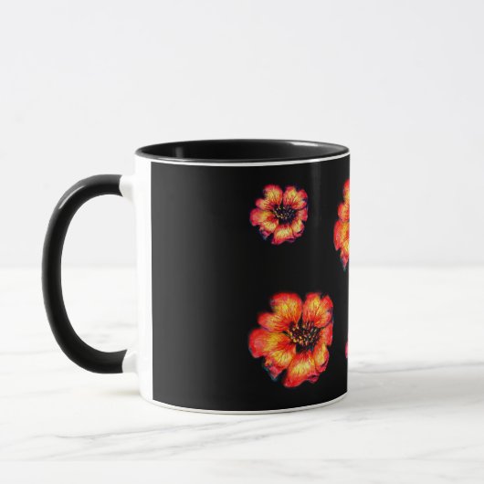 Mug Fleurs écarlate motif sur noir (Gauche)