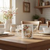 Mug Fleurs Élégantes 60e Anniversaire Nom et Date Pers