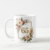 Mug Fleurs Élégantes 65e Anniversaire Nom et Date Pers (Gauche)