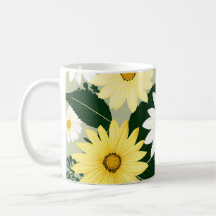 Mug Fleurs Élégantes De Marguerites Jaunes Et Blanches
