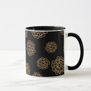 Mug Fleurs élégantes d'Halloween jaune doré sur fond n
