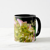 Mug Fleurs élégantes d'hortensia vert jaune rose (Devant droit)