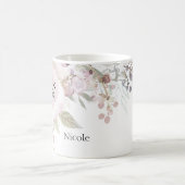 Mug Fleurs Élégantes Florales de Couleur Rose Pâle à l (Centre)