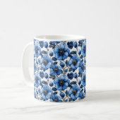 Mug Fleurs élégantes rétro chic bleu marine  (Devant gauche)