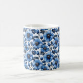 Mug Fleurs élégantes rétro chic bleu marine  (Centre)