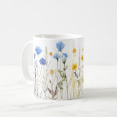 Mug Fleurs en lin verni à l'aquarelle (Devant gauche)