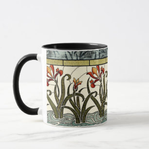 Mug Fleurs en verre souillé avec la frontière bronza
