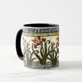 Mug Fleurs en verre tendu avec bordure en tan (Devant gauche)