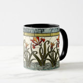 Mug Fleurs en verre tendu avec bordure en tan (Devant droit)