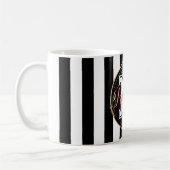 Mug Fleurs esthétiques avec monogramme et rayures noir (Gauche)
