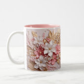 Mug Fleurs et Baies 3D Rose, Blanc et Or (Gauche)