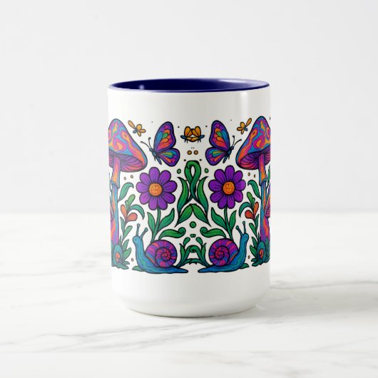 Mug Fleurs et champignons psychédéliques rétro (Centre)