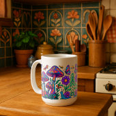 Mug Fleurs et champignons psychédéliques rétro