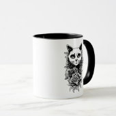 Mug Fleurs Et Chat Gothique (Devant droit)