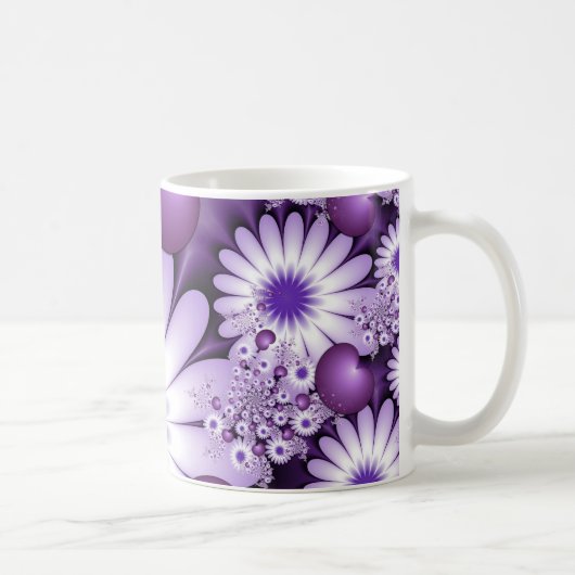 Mug Fleurs et cœurs abstraits de l'amour fractal (Droite)