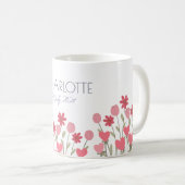 Mug Fleurs et Coeurs roses Anniversaire (Devant droit)