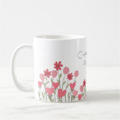 Mug Fleurs et Coeurs roses Anniversaire (Gauche)