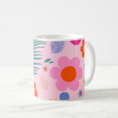 Mug Fleurs Et Feuilles 02 Rose Floral (Devant droit)