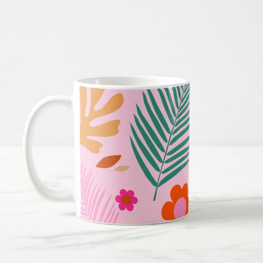 Mug Fleurs Et Feuilles 02 Rose Floral (Gauche)