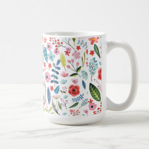 Mug Fleurs et feuilles Botaniques colorées Motif