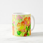 Mug Fleurs et feuilles de rosier rubigineux rose sur u (Devant droit)