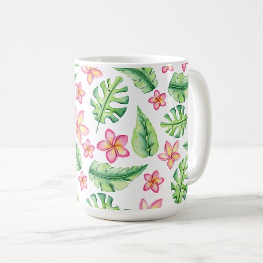 Mug Fleurs Et Feuilles De Style Tropical (Devant droit)