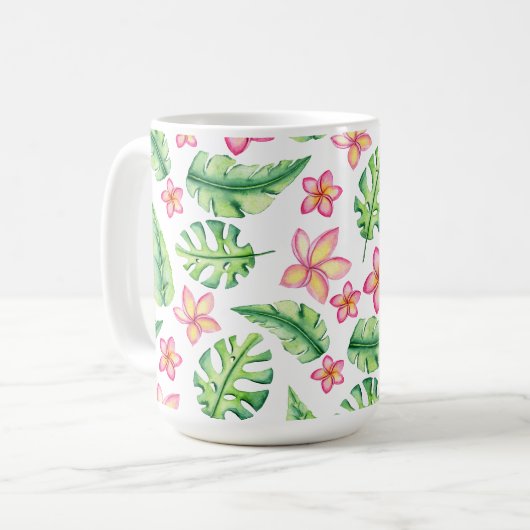 Mug Fleurs Et Feuilles De Style Tropical (Devant gauche)