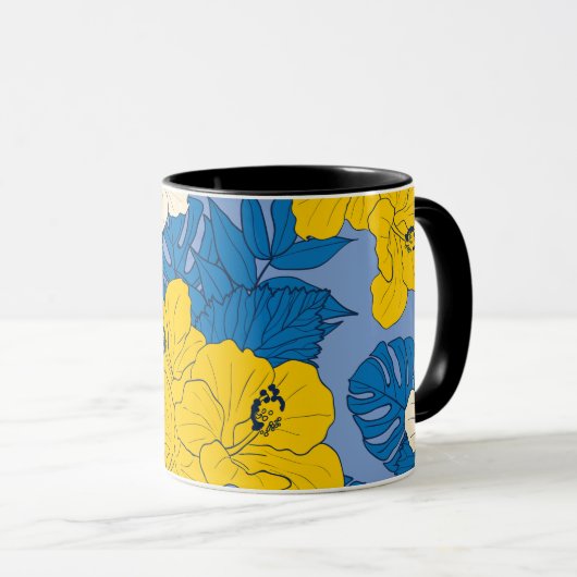 Mug Fleurs et feuilles d'hibiscus (Devant droit)