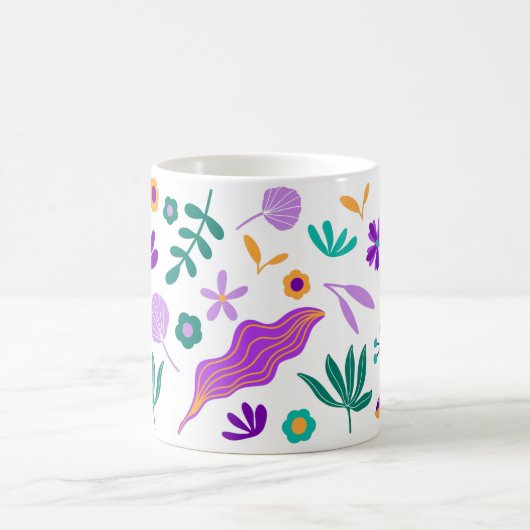 Mug Fleurs et Feuilles modernes mignons (Centre)