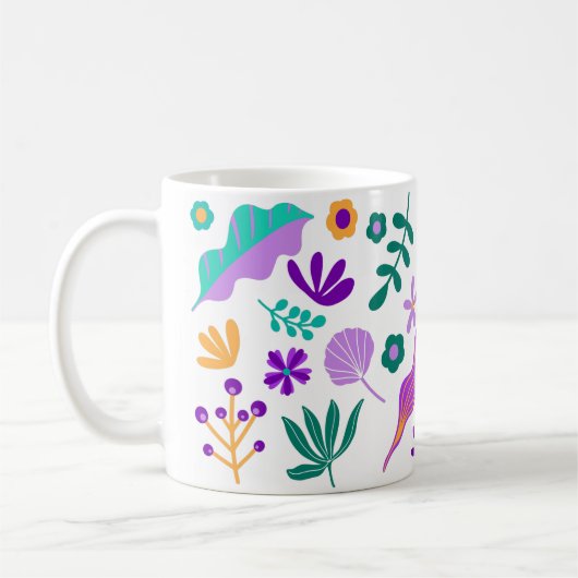 Mug Fleurs et Feuilles modernes mignons (Gauche)