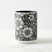Mug Fleurs et feuilles noirs et blancs (Centre)