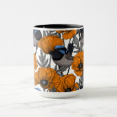 Mug Fleurs et fleurs de pavot orangé 2 (Centre)