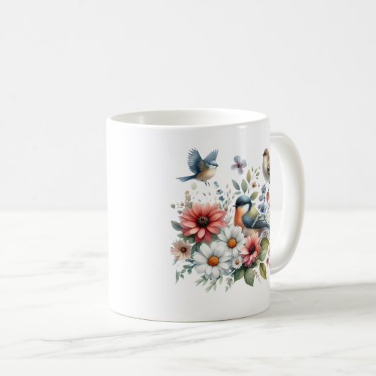 Mug Fleurs Et Oiseaux (Devant droit)