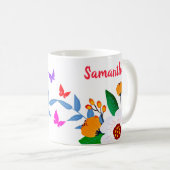 Mug Fleurs Et Papillon Blanc Et Rose Jaune Élégant (Devant droit)