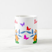 Mug Fleurs Et Papillon Blanc Et Rose Jaune Élégant (Centre)