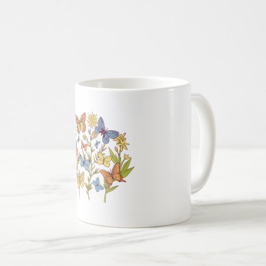 Mug Fleurs et papillons (Devant droit)