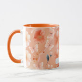 Mug Fleurs et papillons d'orange et de pêche (Gauche)