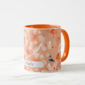 Mug Fleurs et papillons d'orange et de pêche (Devant droit)
